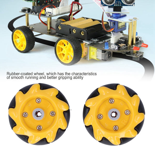 Mecanum-pyörät Älykäs robottiauton osat Tarvikkeet OmniDirectional DIY Lelukomponentit 48mm(2 paria)