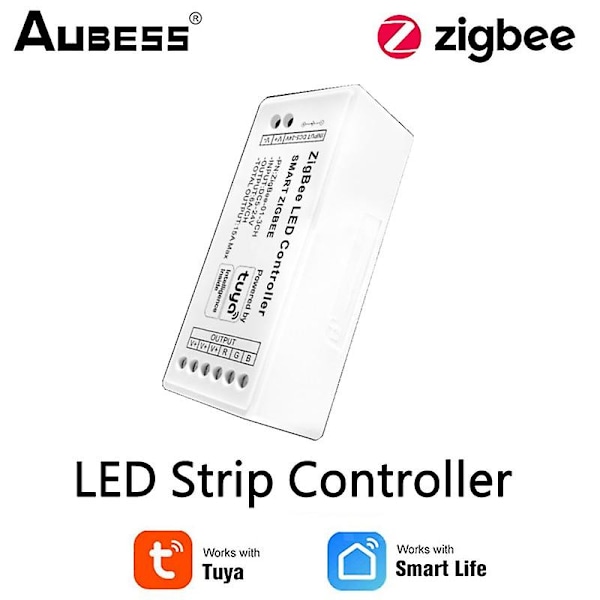 Tuya Zigbee 3.0 Smart LED-stripe-kontroller DC5-24V RGB+CCT RGBW RGB CCT Enkeltfarget dimmer Støtte Smart Life APP Stemmestyring