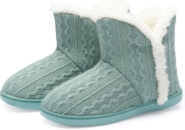 Varma Bootiestofflor för Kvinnor, Fluffiga Plåster, Inomhus & Utomhus, Vinterbootiestofflor