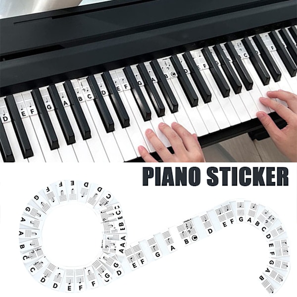 88 tangenter silikon pianotangentblad klistermärken nybörjare Black and white