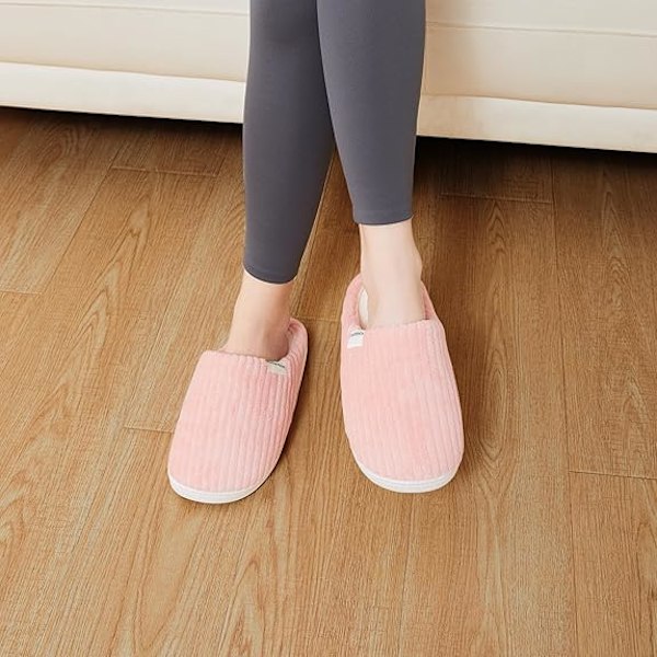 Hjemmesko til kvinder, varme komfortable memory foam hjemmesko med skridsikker gummisål til indendørs og udendørs brug