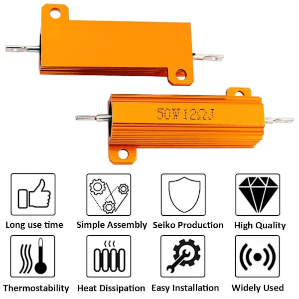 2 stk. 50W 3 Ohm kabinetmodstand Effekt Guld skalplade Wirewound chassis monteret kølelegeme hus