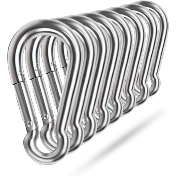 Fjederkarabinhage, 304 rustfrit stål metalclips Heavy Duty rebsklemme lille karabinhage clips nøglering link spænde, 1,97 tommer m5 - 8 stk.