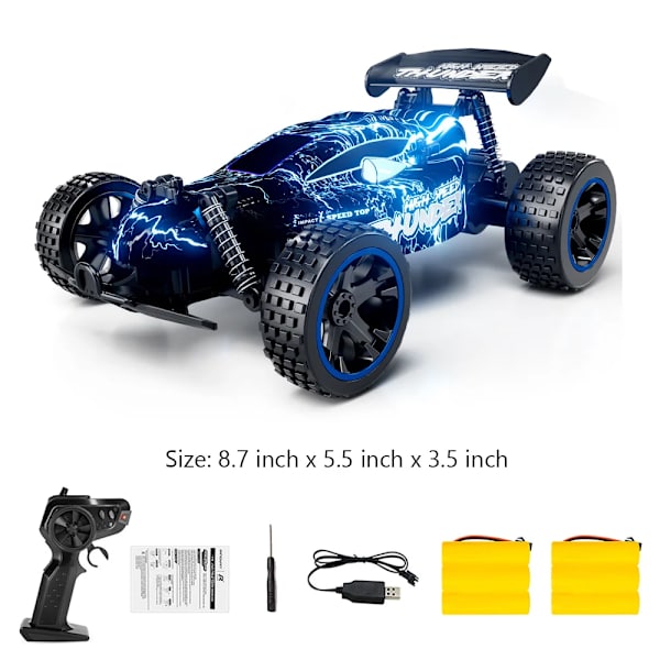 Sinovan Light Bil Fjernbetjening 1:18 20km/t Hurtig Rc Bil Børnelegetøj til Drenge Radio Rc Drift Bil Julegave til Børn Blue-2 batteries