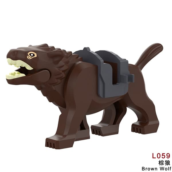Fantasy Wolf Rider Brick Figursett – Karakter & Monteringssett Four items