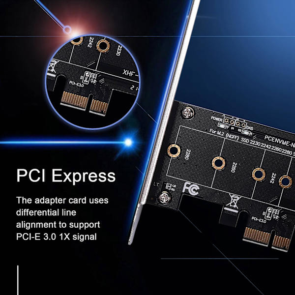 Kort PCIe till M.2 Adapter PCI 3.0 X1 till NVMe SSD M.2 PCIe Raiser Adapter Stöd 2230 2242 2260 2280