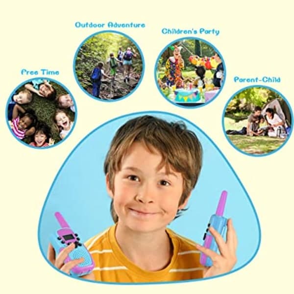 par trådlösa walkie-talkies för barn (blå och rosa)