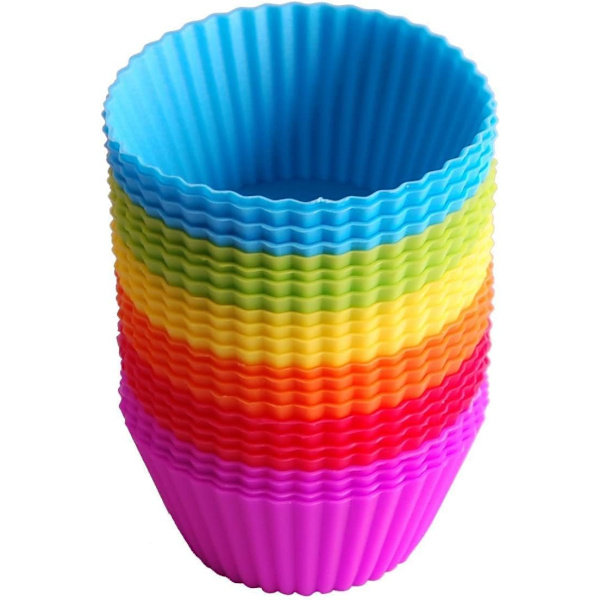 Silikone Cupcakeforme 24 stk Genanvendelig Bageform til Muffins Kager Konditori