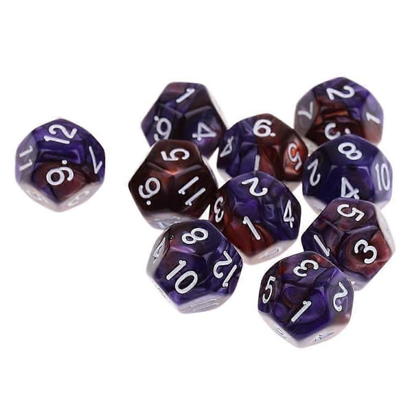 10 stk. 12-sidet terning D12 Polyhedral terning til terning hvid{h} Purple Coffee
