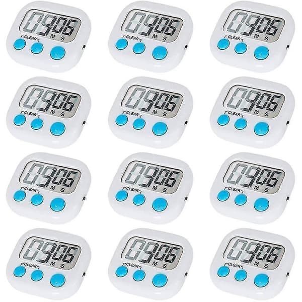 12-pack Digital kökstimer med på/av-knapp, högt alarm cy