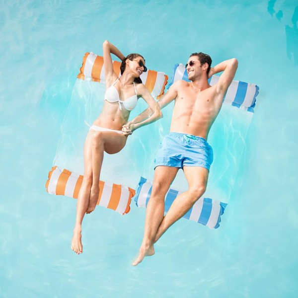 Set med uppblåsbara hängmattepoolflottar, premium poollounger, multifunktionell poolhängmatta, hängmattalounge för vatten