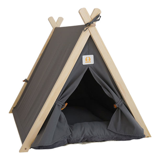 Pet Teepee telt Blødt stort rum Bærbar universel kæledyrstelt seng til hunde og katte Grå Grå