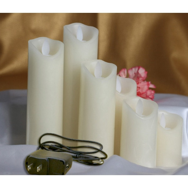 Set med 5 LED-ljus (10, 12,5, 15, 18, 20 cm, elfenben), flamfria