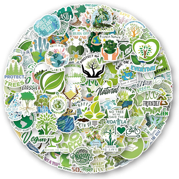 100 pcs eco-friendly nature stickers in water-resistant vinyl for water bottle, laptop, phone fw