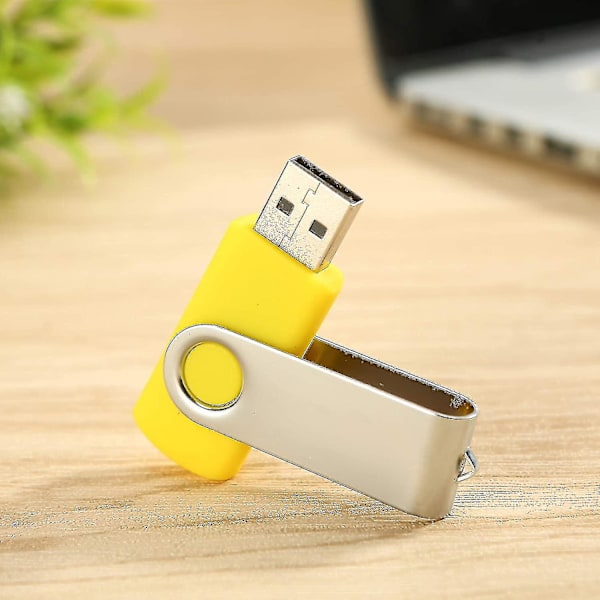 10-pakke USB-minnepinner USB 2.0 minnepinne Bulk-pakke Roterende minnepinne Foldbar lagring Hoppstasjon Zip-stasjon 10-pakning Gul