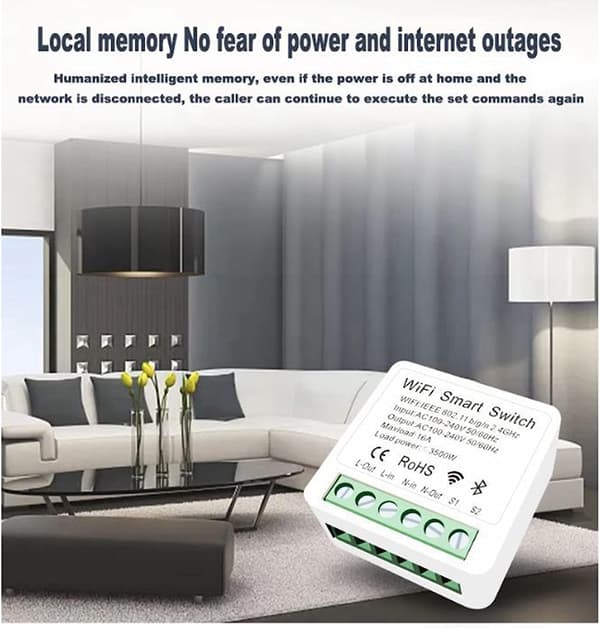 4X Tuya 16A Wifi MINI Smart Switch DIY Kontrollrelä Timer för Smart Life[BT]