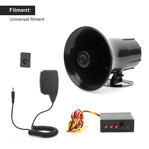 Universal bilalarmhorn varningssiren 3-toners ljud automatisk megafonhögtalare 115dB 50W