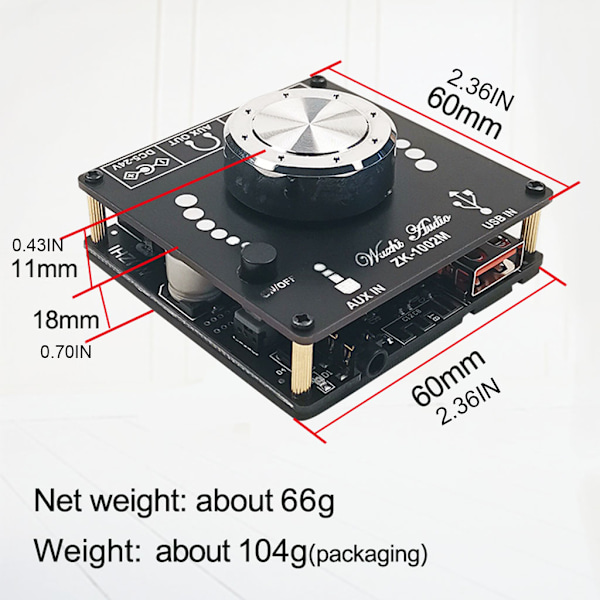 ZK-1002M 100W+100W Bluetooth Kompatibel 5.0 Power Audio Forstärkare Board Stereo AMP Förstärkare Hemmabio AUX USB