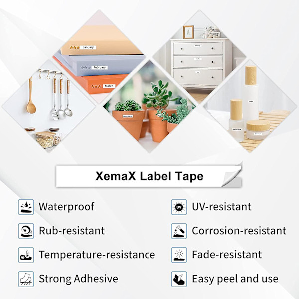 Kompatibel tape 6mm/9mm/12mm X 8m erstatning for Brother Pt Tze-111 Tze-121 Tze-131 sort på klar kassettebånd til Pt-h110 H101c Pt-d200 Pt-p750w
