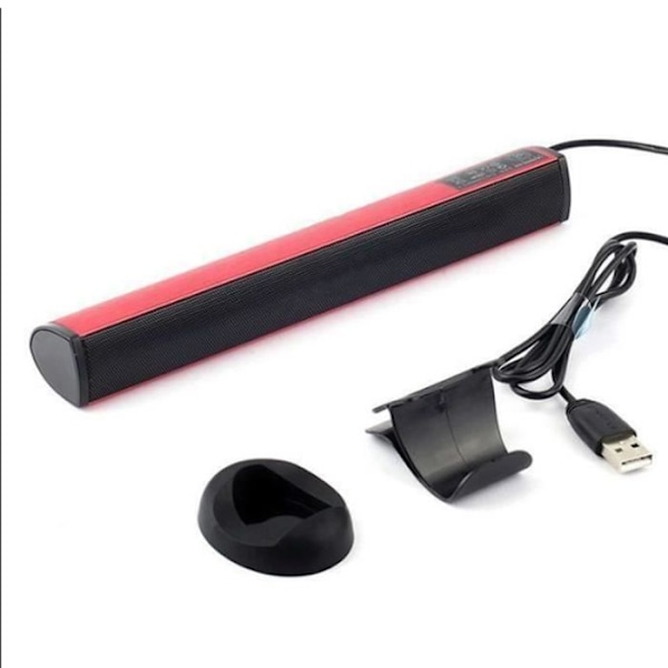 TD® Soundbar USB-høyttaler Bærbar høyttaler Stereo Soundbar Datamaskin Liten høyttaler Rød