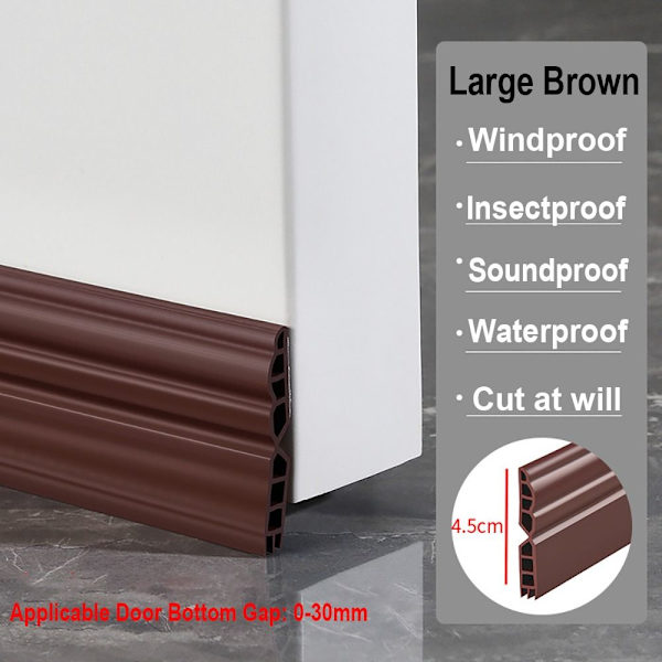 100 cm Tätningslist för dörrbotten Dragstopp STOR Large Brown-45mm Large Brown-45mm
