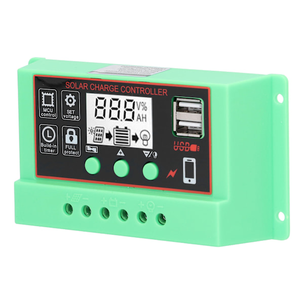 Solcelleladningsregulator 12V/24V Solcellecontroller LCD-skærm