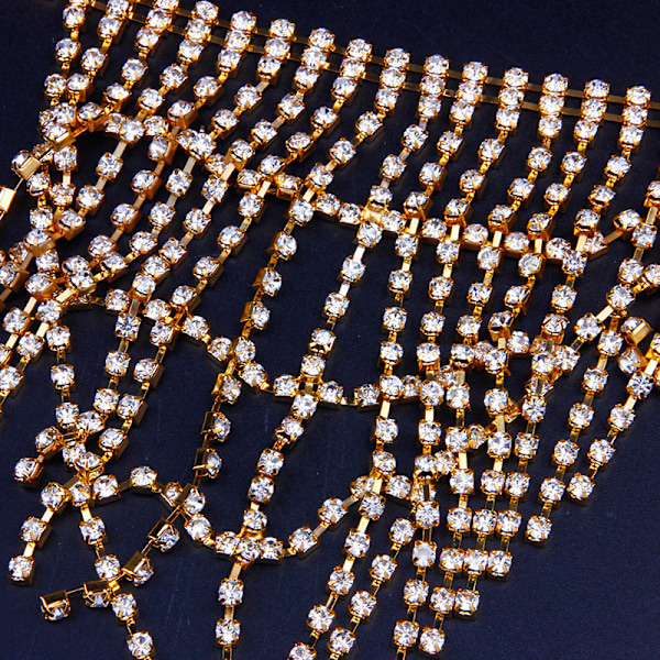 Sextäta Rhinestone Trosor Kroppskedja Kristall Midja Smycken Mini