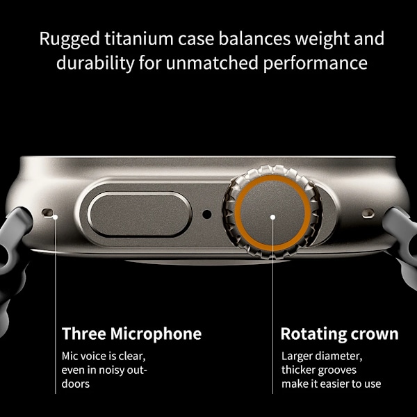 49 mm Apple Watch Ultra 8 Älykello Älykello Miehet Naiset Sarja NFC Bluetooth-puhelu Langaton lataus Kuntoilukello Vedenkestävä orange and CheNL