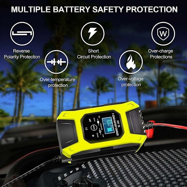6A/12V Smart Batterilader Bærbar Hurtig Motorcykel Lader wit