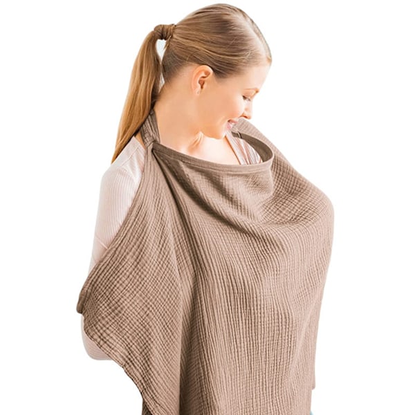 Breastfeeding Cotton Cover Privacy Cover with Halter Neck Nursing Blankets Breastfeeding Cover Brown