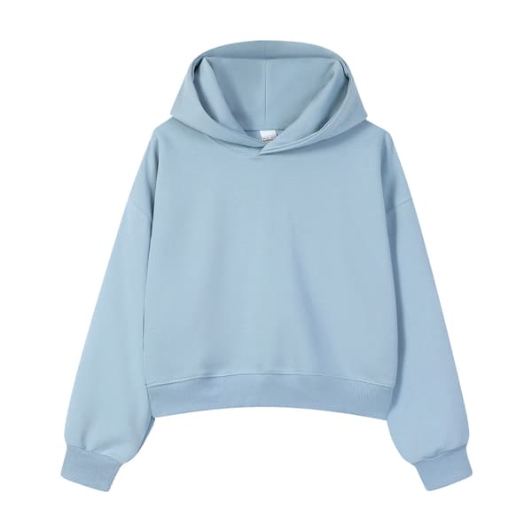 Cropped hettegenser for kvinner, uformell pullover hettegenser crop top*XL*Sunny Mountain Blue Sunny Mountain Blue XL