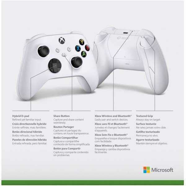 Trådlös Xbox Series-kontroll i robotvit - Vit - Xbox Series / Xbox One / Windows 10 PC / Android / iOS
