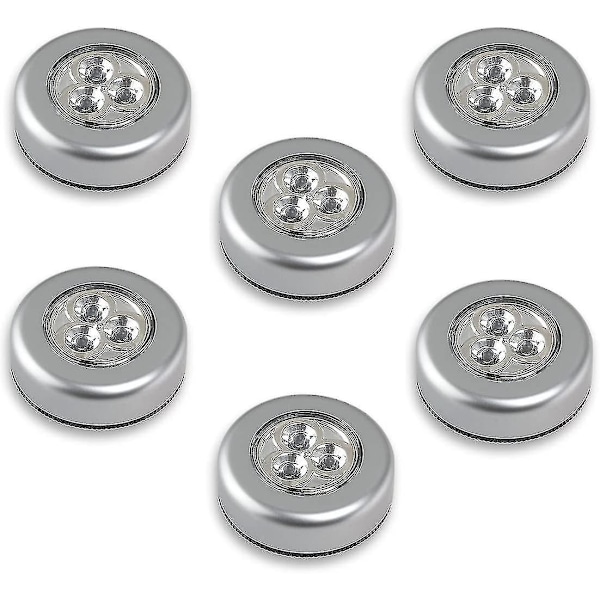LED-lampor på batteri - Tryck för att tända - Vit ljus (6 st)