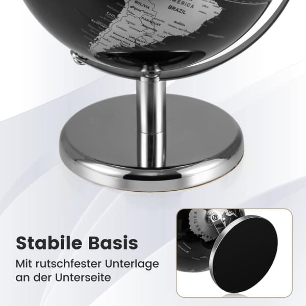 20 cm sort globus med metalfod – lærerig og dekorativ (bt) 900