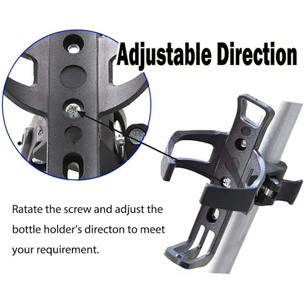 Justerbar flaskeholder, for landeveissykler/terrengsykler, aluminium 360° Ro