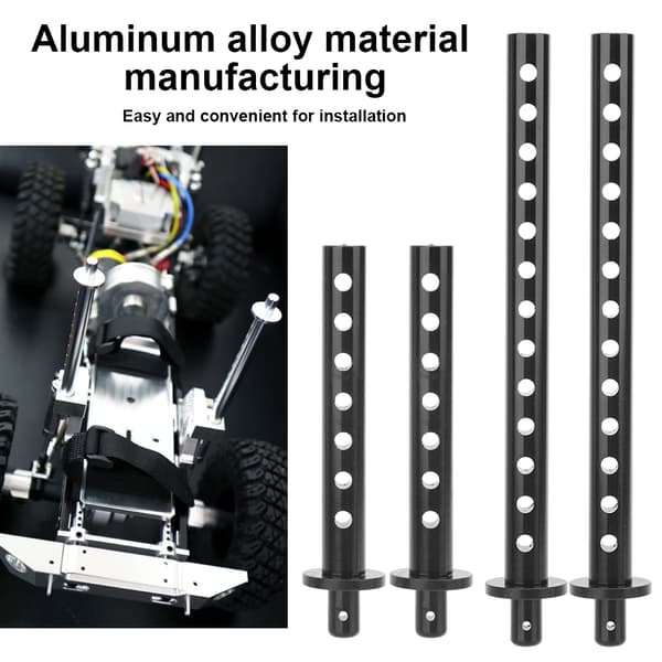4 stk. forreste og bageste chassis-søjler til reservedele til RGT 1/10 EX86100 RC-bildele sort R86018BL