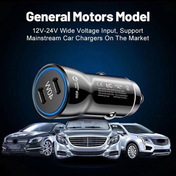 USB C Nopea auton laturi 40W 3.0 PD Type C -auton sovitin iPhonelle Musta 1kpl