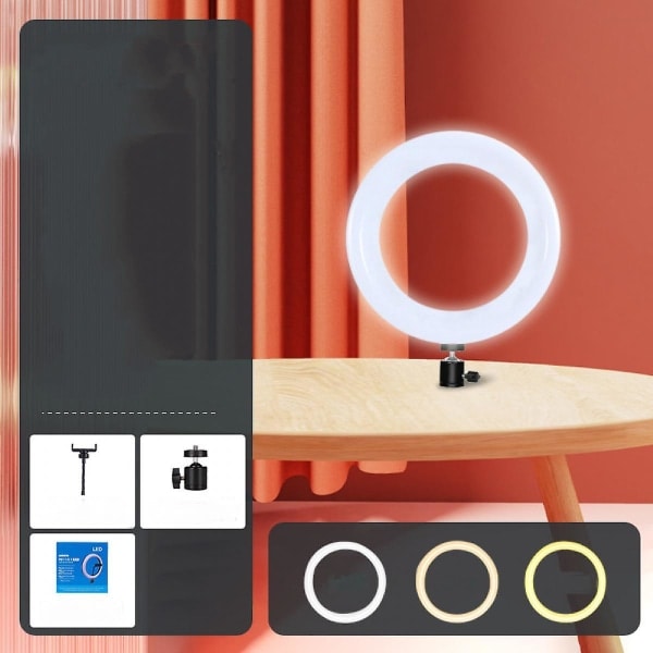 16 cm:n himmennettävä LED-selfie-rengasvalo, rengaslamppu valokuva- ja videokameravalo