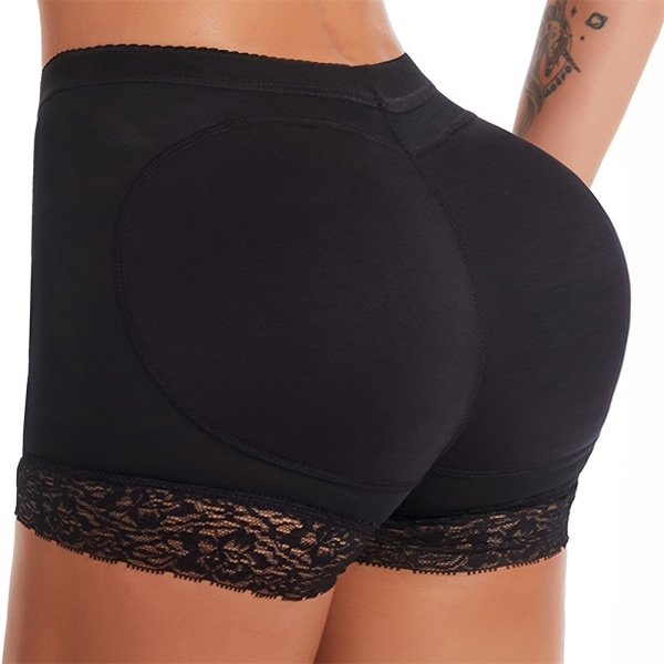 Kvinnors höftformare Butt Lifter Hip Enhancer Vadderade underkläder Shapewear Spetsdyna Kontroll Body Shaper Svart Black L