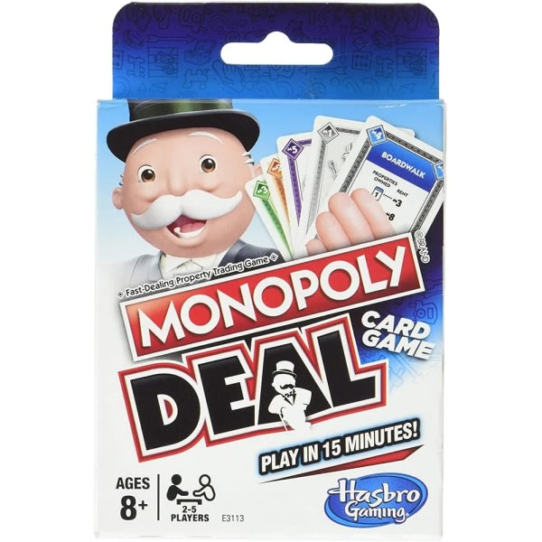 Hasbro Monopoly Deal Blue Box English Version Card Games Family Fun Entertainment Board Games Funny Poker Playing Cards Kids Toys Light Grey