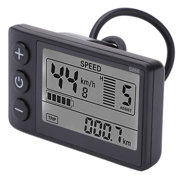 Elektrisk Cykel S866 LCD Display Meter 24V 36V 48V Kontrolpanel Med Vandtæt Stik