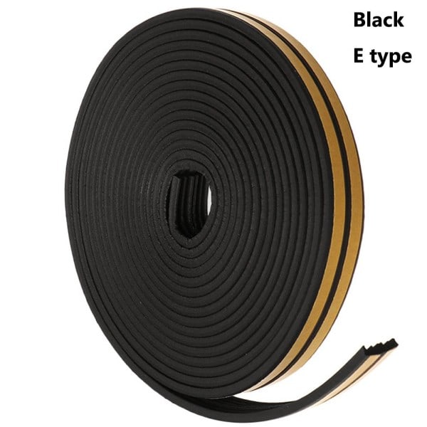 5 / 10m Tetningslist Vindus- og Dørutkast Svart Black 5m-E