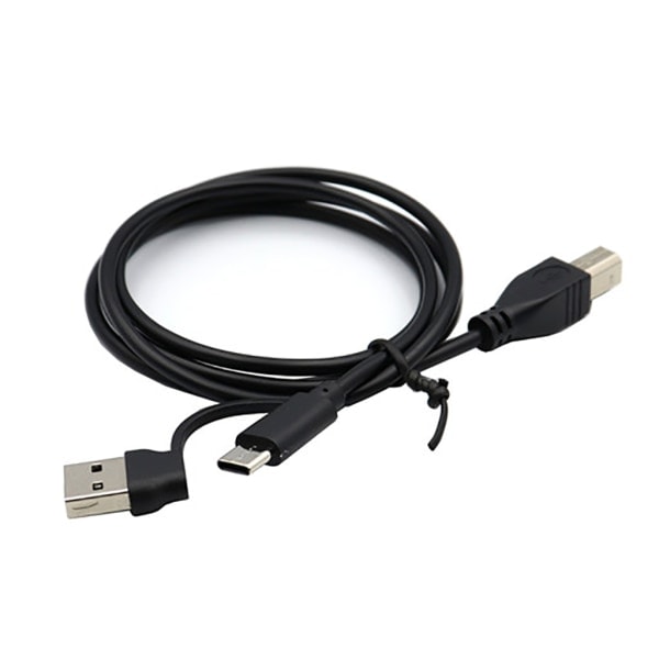 Universal USB + TYPE C han til USB Type B han-kabel til telefon, printer, scanner