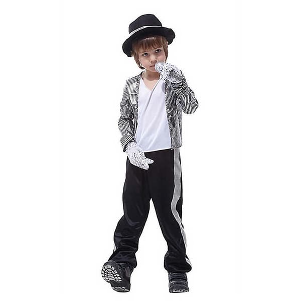 Michael Jackson Cosplay-kostyme for barn Gutter Jenter Performance-kostymesett til Halloween-fest utkledning (bt) 6-8 Years