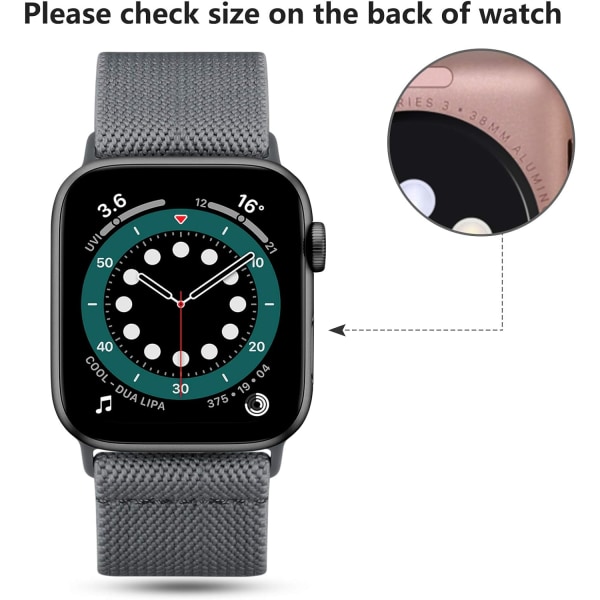 Loop-rem for Apple Watch-rem justerbar nylon sportsrem for iWatch SE-serien 9/8/7/6/5/4/3/2/1