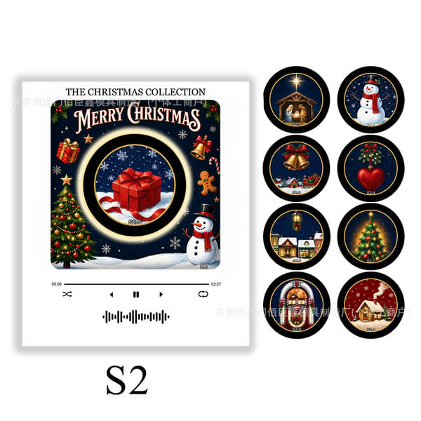 NFC Musikboks Køleskabsmagnet med Roterende LED-display, 9 Bånd, Tilpasselig Jule- og Halloween-dekoration Halloween Edition