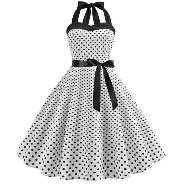 Dam Polka Dot BH Klänning VIT WHITE M