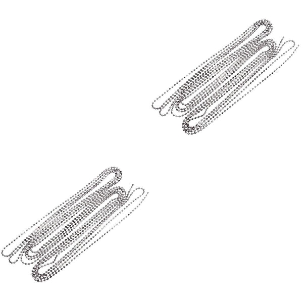 3 metrin pituinen palloketju, 4,5 mm halkaisija, 10 yhteensopivaa lenkkiä (hopea) 2 kpl 2 pcs