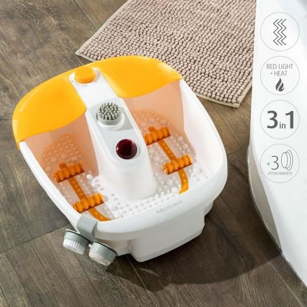 Medisana fodbad med fodreflekszonemassage, fodbad med funktion til at opretholde varmtvandstemperatur