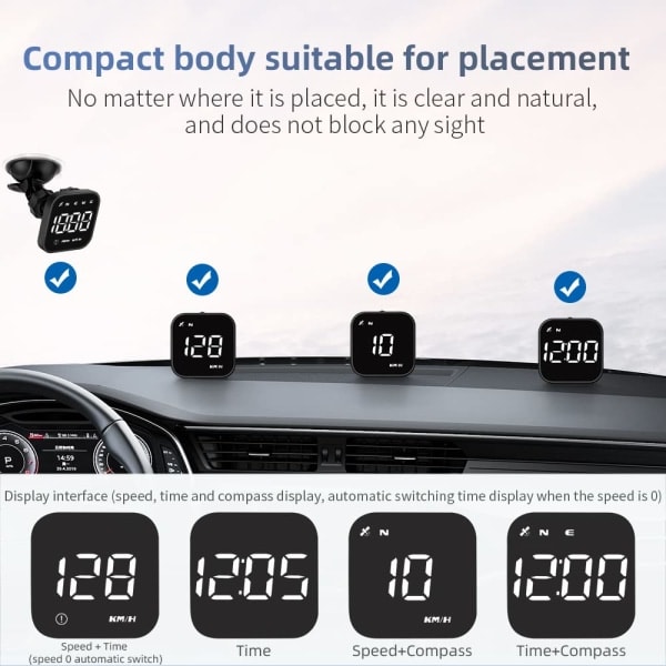 Digital GPS speedometer, VEESA bil universell HUD Head Up Display, GPS smart gauge speedometer